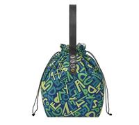 DAROSS Borsa per il pranzo, borsa per il pranzo con coulisse, piccola borsa per il pranzo, borsa termica per il pranzo, borsa per il pranzo da donna (graffiti - verde)