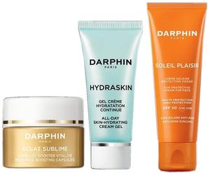 DARPHIN DIV. ESTEE LAUDER DARPHIN PARIS LES ESSENTIELS ANTIAGING PROTECTION CON ECLAT SUBLIME RADIANTE BOOSTING CAPSULES + HYDRASKIN ALL DAY SKIN HYDRATING CREAM GEL + SOLEIL PLAISIR SUN PROTECTIVE CR
