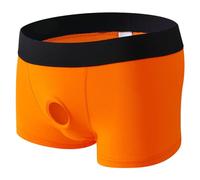 Darringls Boxer da uomo open con fibbia, senza spalline, gay hipster trunks Ouvert, mutande con anello per pene, in cotone, con fibbia in silicone, Colore: arancione., XXL