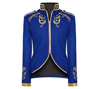 Darringls Costume da principe da uomo blazer gotico steampunk frack cappotto uomo smoking festa vestito medievale vittoriana retrò giacca Halloween carnevale abbigliamento medievale, Blu, M
