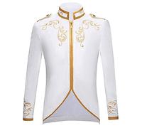Darringls Costume da principe da uomo blazer gotico steampunk frack cappotto uomo smoking festa vestito medievale vittoriana retrò giacca Halloween carnevale abbigliamento medievale, bianco, XXXL