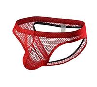 Darringls G-String - Perizoma da uomo, sexy, in rete, biancheria intima sportiva, traspirante, in tessuto a rete, da uomo, con perizoma sportivo, Colore: rosso, XL
