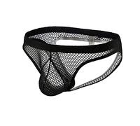 Darringls G-String - Perizoma da uomo, sexy, in rete, biancheria intima sportiva, traspirante, in tessuto a rete, da uomo, con perizoma sportivo, Nero , XL