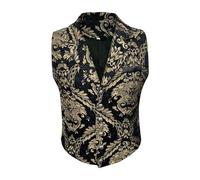 Darringls Gilet da uomo Paisley Floreale Vittoriano Gilet Vestito Gilet Steampunk Gotico Gilet Uomo Giubbotto Rinascimento Gilet Formale Smoking Gilet, A 01 nero, L