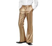 Darringls Pantaloni da uomo con glitter per palcoscenico, stile vintage, cinese, per il tempo libero, carnevale, comodi, morbidi, pantaloni jazz, pantaloni da discoteca, gold, XL