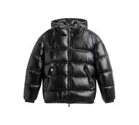 Darringls Pesante Piumini Lucidi Giacca Buffer Riflettente Transizione Piumino Potente Cappotto Buffer Con Cappuccio Giacca Trapuntata Lucido Inverno Giubbotto Invernale Leggero, Nero , XXL