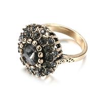 DarryDooly Anello Vintage Antico Oro Boho Grigio Anelli di Cerimonia Nuziale di Cristallo per Le Donne Gioielli da Sposa
