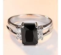 DarryDooly Vintage Maschio Femminile Nero Quadrato Pietra Anello di Pietra Moda Argento Color Nuziale Banda di Nozze Cristallo promessa Anelli di Fidanzamento per Uomini e Donne