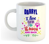 Darryl - I Love You To The Moon And Back Tazza Blu - Divertente Detto Valentine