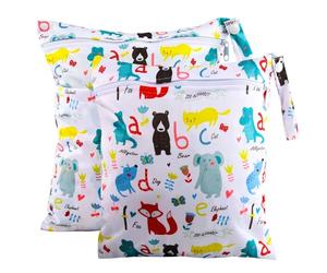 Darryy Borsa per Pannolini Lavabili, 2 Pezzi Sacchetto Impermeabile per Pannolini, Wet Bag Pannolini, 2 Misure, Buste Porta Pannolini, Borsetta per Pannolini, con Cerniera, Riutilizzabile