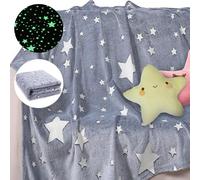 Darryy Coperta per Bambina Luminosa, 135 * 160cm Coperta in Pile per Bambini Unicorno Fluorescente, Coperta Unicorno che si Illuminano al Buio Letto Singolo, Vivace (135 * 160CM, Stelle)