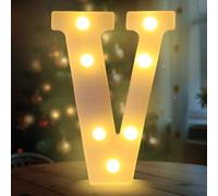 Darryy Lettere LED da 22 cm, Lettere Luminose Led, Adatte per Proposte di Matrimonio, Festival, Feste e altri Eventi per Creare un'atmosfera Romantica e Accogliente (V)