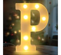 Darryy Lettere LED da 22 cm, Lettere Luminose Led, Adatte per Proposte di Matrimonio, Festival, Feste e altri Eventi per Creare un'atmosfera Romantica e Accogliente (P)