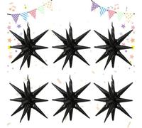Darryy Palloncini Alluminio Stelle 6 Pezzi, Palloncini Foil Stelle, Palloncini Gonfiabili, Palloncini Personalizzati, Adatto per Decorazioni per Feste Halloween Natalizie Matrimoni (nero)
