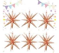 Darryy Palloncini Alluminio Stelle 6 Pezzi, Palloncini Foil Stelle, Palloncini Gonfiabili, Palloncini Personalizzati, Adatto per Decorazioni per Feste Halloween Natalizie Matrimoni (oro rosa)