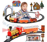 Darryy Questo classico set Trenino per Albero di Natale, Trenino Natalizio Sotto Albero, Trenino Elettrico per Bambini, Treno Dell'Albero di Natale Con Effetti Luminosi e Sonori Realistici, Tre Vagoni