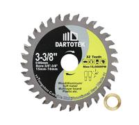 DARTOTEK Lama per Sega Circolare TCT Denti con Punta 32T Disco da Taglio Circolare Multi Materiale con Rondella da 15/10 mm per Legno Alluminio Plastica 85 mm