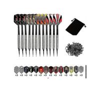 Darts Sets, 12 Packs Soft Darts with Soft Tip Points for Electronic Dartboard with Extra 42 Dart Flights And 100 Black Plastic Dart Tips Tw