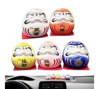 Daruma, Daruma - Kit di 5 statue giapponesi Daruma, statuetta zen di Daruma Zen, statuetta di uomo fortunato da 4,7 cm, decorazione tradizionale Feng Shui