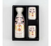Daruma Giapponese Sake Coppa E Bottiglia Mino Oggetto Set Di 3Eligibilit Bianco
