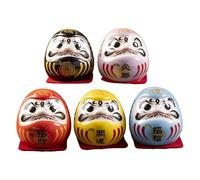 Daruma, piccolo Daruma - Kit di 5 statue giapponesi Daruma Zen, statuetta di Daruma Zen, statuetta di uomo fortunato da 4,8 cm, decorazione tradizionale Feng Shui