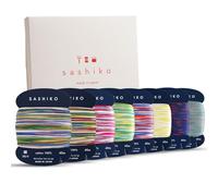 DARUMA Sashiko Filo 100% cotone tipo carta (40 m) x 8 colori con manuale in inglese, set da cucito e ricamo (Kasuri)