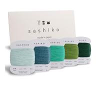 DARUMA - Set di fili per Sashiko in 100% cotone (30 m), confezionato su un cartoncino, 5 colori, con manuale in inglese, set per cucito e ricamo (spesso, Komorebi)