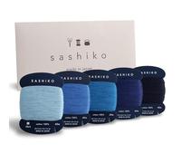 DARUMA - Set di fili per Sashiko in 100% cotone (40 m), confezionato su un cartoncino, 5 colori, con manuale in inglese, set per cucito e ricamo (sottile, Amaoto)