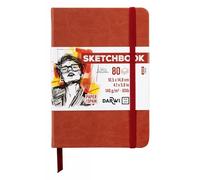 Darwi For You DF80010150007C - Carnet Cousu Sketchbook A6 10,5x14,8 cm 140g - 80 Feuilles Papier Dessin Blanc - Couverture Rigide Terracotta