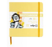 Darwi For You DF80014140002C - Carnet Cousu Sketchbook 14x14 cm 140g - 80 Feuilles Papier Dessin Blanc - Couverture Rigide Jaune Pâle