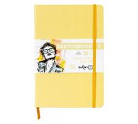 Darwi For You DF80014210002C - Carnet Cousu Sketchbook 14x21 cm 140g - 80 Feuilles Papier Dessin Blanc - Couverture Rigide Jaune Pâle