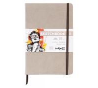 Darwi For You DF80014210004C - Carnet Cousu Sketchbook 14x21 cm 140g - 80 Feuilles Papier Dessin Blanc - Couverture Rigide Taupe