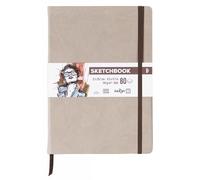 Darwi For You DF80021290004C - Carnet Cousu Sketchbook A4 21x29,7 cm 140g - 80 Feuilles Papier Dessin Blanc - Couverture Rigide Taupe