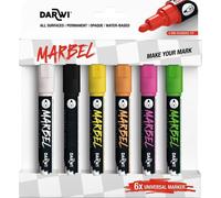Darwi Marbel Set di pennarelli 4 mm Fluorescente 6 pezzi