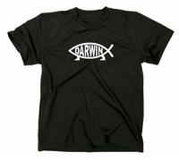Darwin Pesce T-Shirt Nerd Geek Evoluzione Ateo Logo Pesce Scienza Charles Natura