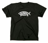 Darwin Pesce T-Shirt Nerd Geek Evoluzione Ateo Logo Pesce Scienza Charles Natura