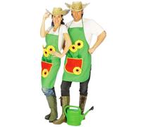 Das Kostümland Grembiule da giardinaggio, per uomo e donna, con applicazioni di girasole, marsupio, design unisex per costumi da giardinaggio, carnevale e feste a tema