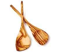 das Olivenholzbrett Cucchiaio da Cucina con Rotondo Manico Uno Angolo Set di Due - 30cm