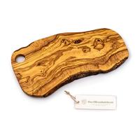 DAS OLIVENHOLZBRETT Grande tagliere in legno d'ulivo/antipasto/tagliere per vesper/tagliere per chacaturie/tagliere per pane con bordo naturale, con foro per servire, 55 cm