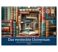 Das versteckte Universum (Wandkalender 2026 DIN A3 quer), CALVENDO Monatskalender: Wenn die Bücher leise flüstern