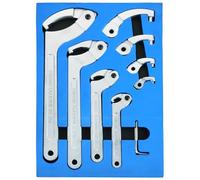 DASBET Set di 8 chiavi a gancio regolabili a C, in cromo vanadio con testa rotonda intercambiabile, per veicoli, attrezzature meccaniche, stringere dadi di bloccaggio e cuscinetti da 3/4" a 6-1/10"