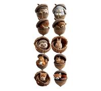 Dasbsug 10 decorazioni da appendere realistiche a forma di creatura in legno, ideali per feste e accenti interni in legno marrone