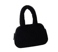 Dasbsug Borsa leggera con manico superiore con spaziosa borsa invernale in pile borse per la spesa in pile borse a tinta unita per borsa in pile di poliestere essenziale, Nero , One Size