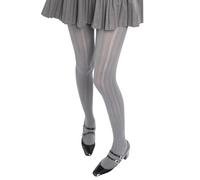 Dasbsug Eleganti calze di seta ad alta elasticità per le donne verticale cuore a righe modello collant per casual e partito indossare calze in pizzo traspirante, grigio, Taglia unica