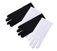 Dasbsug Guanti bianchi per adulti per spettacoli d'arte uniformi festa festa palcoscenico abbigliamento uniforme formale accessori guanti bianchi donna uomo costume, Nero e bianco, Taglia unica