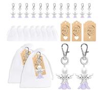 Dasbsug Portachiavi con ciondolo a forma di cherubino con etichette, per la borsa degli ospiti, per feste di compleanno, matrimoni, baby shower, baby shower, angeli, ciondoli per matrimoni