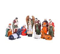 Dasbsug Presepe di Natale Set Sacra Famiglia Figurine Da Collezione Set Resine Dipinte A Mano Mangiatoia Ornamenti Decori Religiosi Resine Figurine Presepe