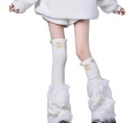 Dasbsug Sottoculture Punk Peluche Scaldamuscoli Scheletro Osso Fuzzy Boot Covers Polsini Con Velluti Calze Alte Coscia Set Per Le Donne Maniche Calde Delle Gambe Per Le Donne, Gamba in osso di peluche