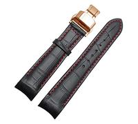 DASEB Cinturini da guardia di fine curvo per uomini per BL9002-37 05A BT0001-12E 01A Brand Guarda la vera pelle con fibbia farfalla 20 21 22mm(Blackxred rosegold,21mm)