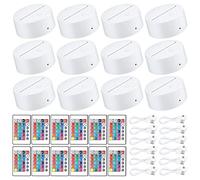 Dasertoe Base per Lampada un Luce Notturna un LED 3D da 12 Pezzi + + USB, Espositore per Esposizione di Luci un 16 Colori per Bianca Acrilico
